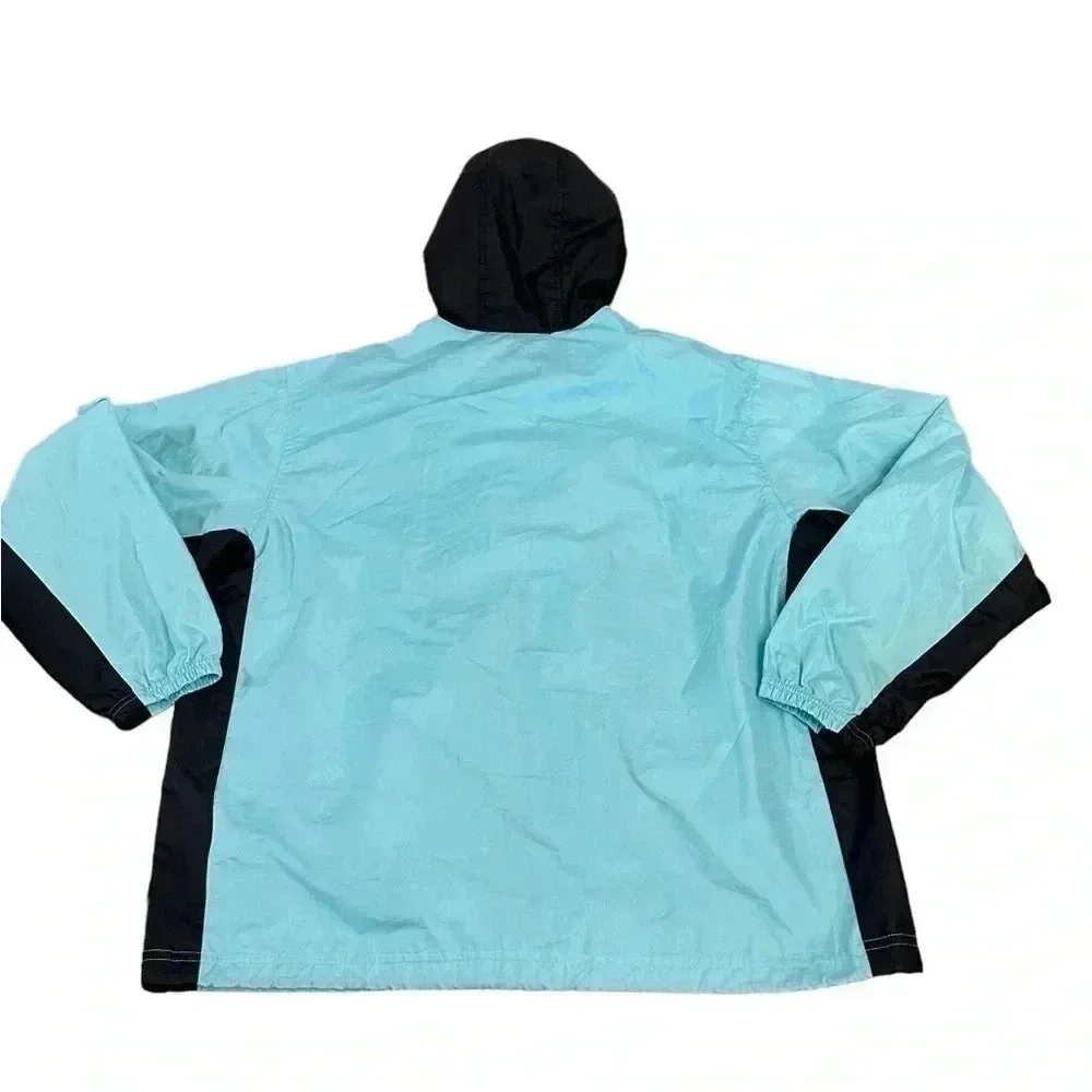 Nike 90’s Y2K Teal Black Full Zip Hooded Windbreaker Jacket Women's Size Medium
